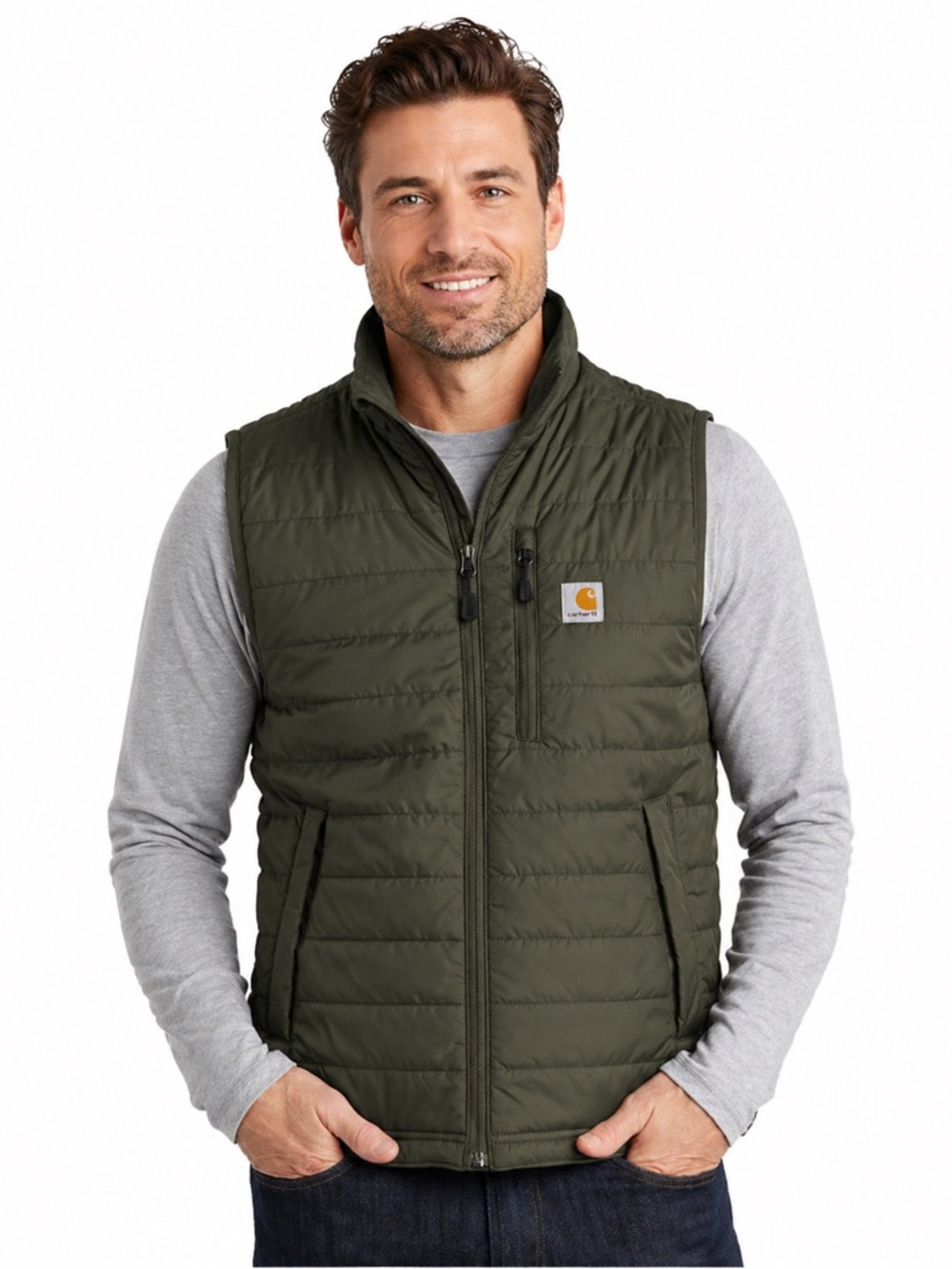 NWOT Carhartt Mens Gilliam Embroidered Vest in Military Green - Size XL